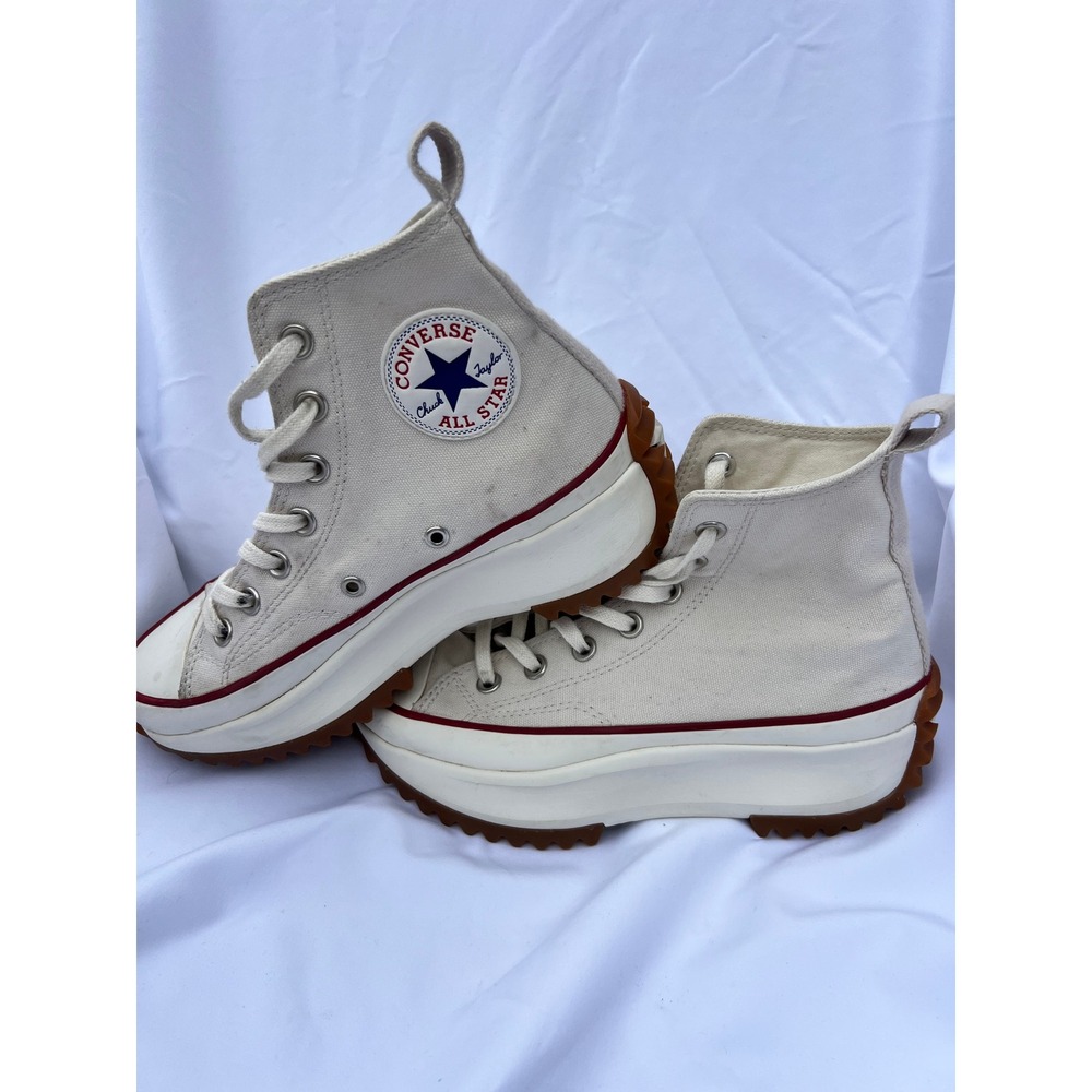 Converse Run Star Hike High Top Platform Sneakers Parchment White Canvas Women